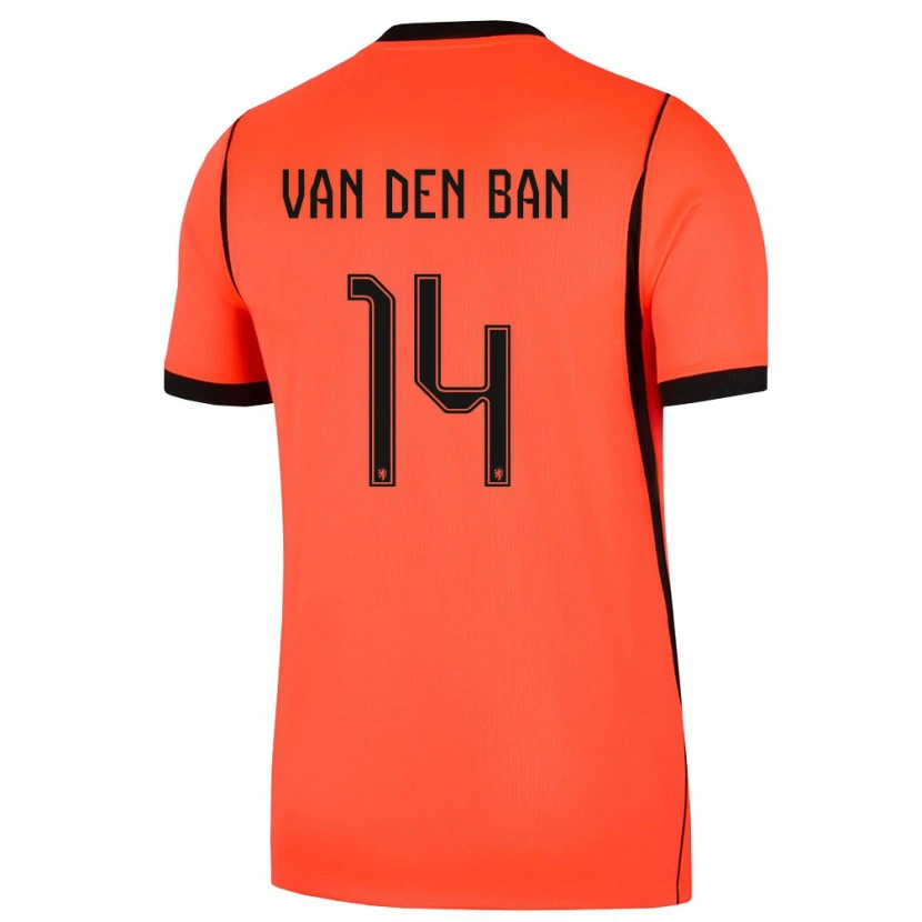 Danxen Dětské Nizozemsko Yoël Van Den Ban #14 Oranžová Černá Domů Hráčské Dresy 26-28 Dres