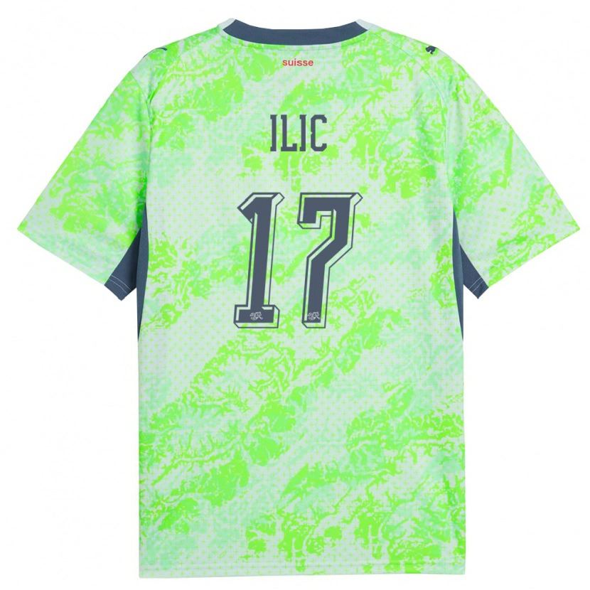 Danxen Dětské Švýcarsko Adam Ilic #17 Zelená Námořnická Daleko Hráčské Dresy 26-28 Dres