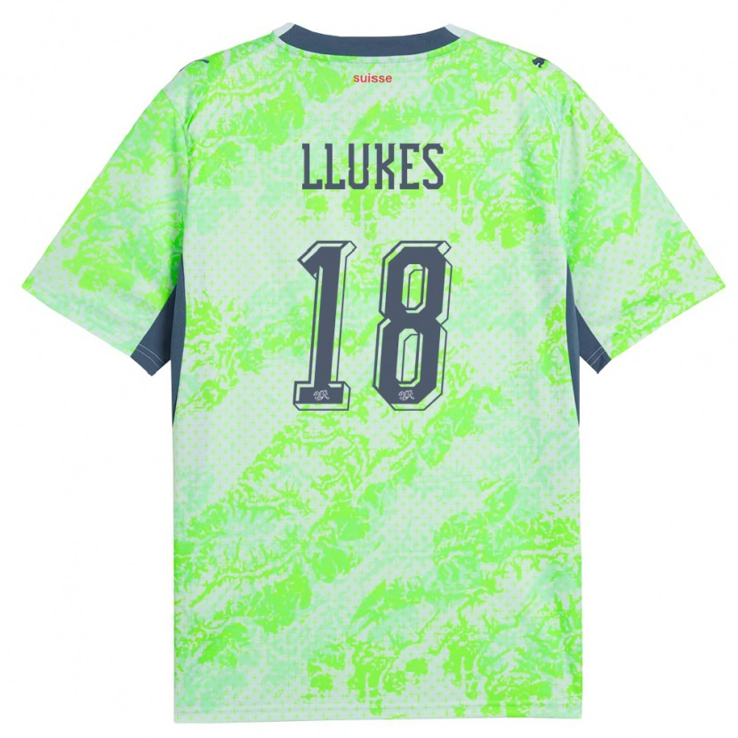 Danxen Dětské Švýcarsko Adrien Llukes #18 Zelená Námořnická Daleko Hráčské Dresy 26-28 Dres