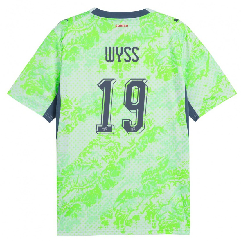Danxen Dětské Švýcarsko Sandro Wyss #19 Zelená Námořnická Daleko Hráčské Dresy 26-28 Dres