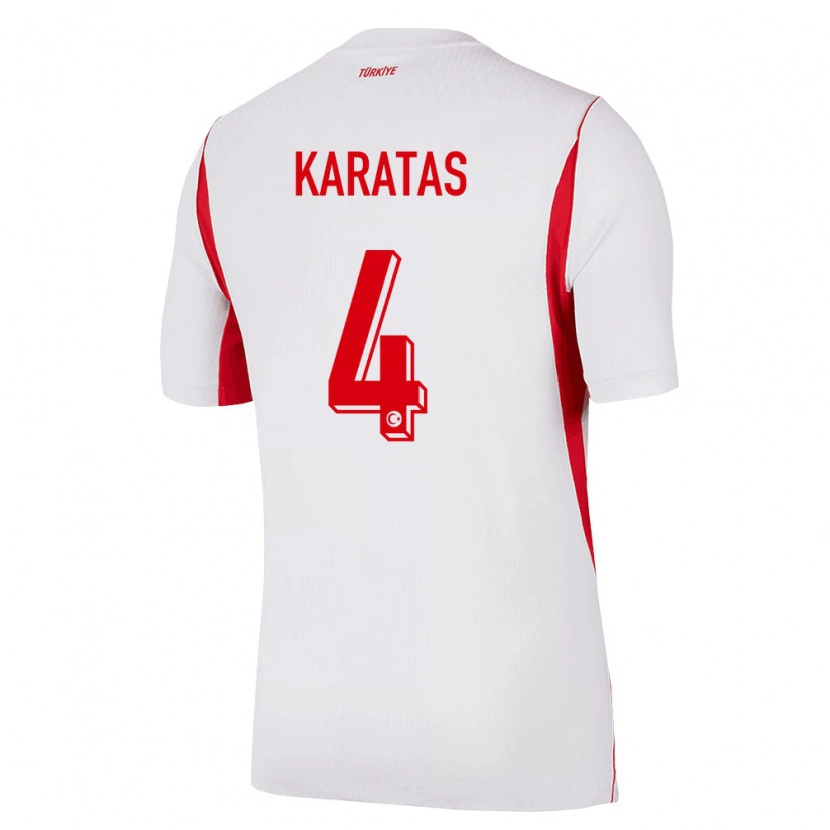Danxen Dětské Turecko Eda Karataş #4 Bílá Červená Vínová Daleko Hráčské Dresy 26-28 Dres