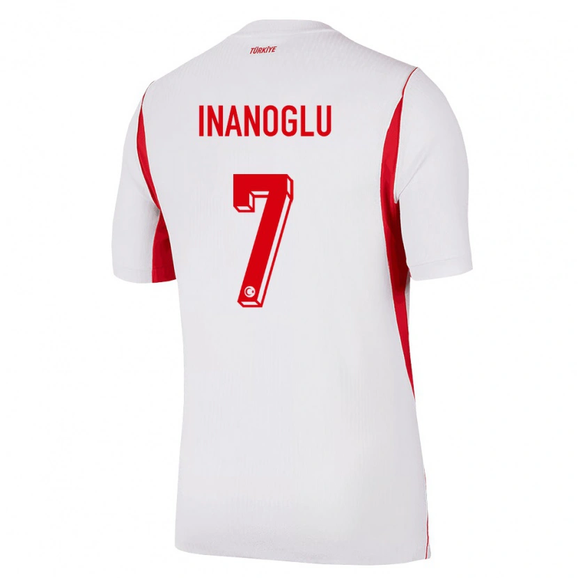 Danxen Dětské Turecko Kaan İnanoğlu #7 Bílá Červená Vínová Daleko Hráčské Dresy 26-28 Dres