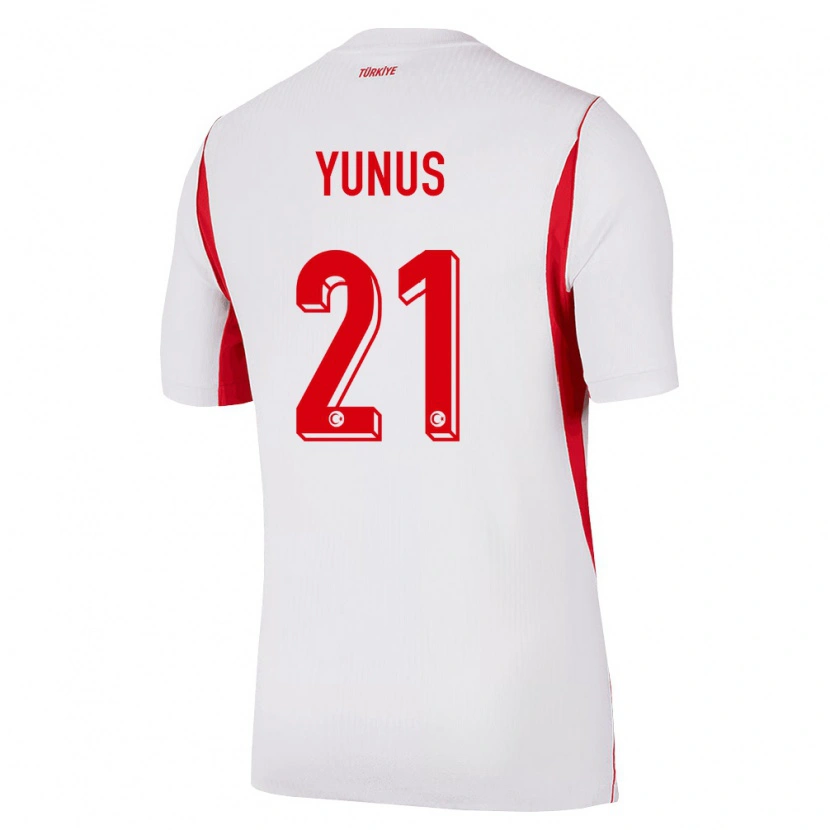 Danxen Dětské Turecko Yunus Akgün #21 Bílá Červená Vínová Daleko Hráčské Dresy 26-28 Dres