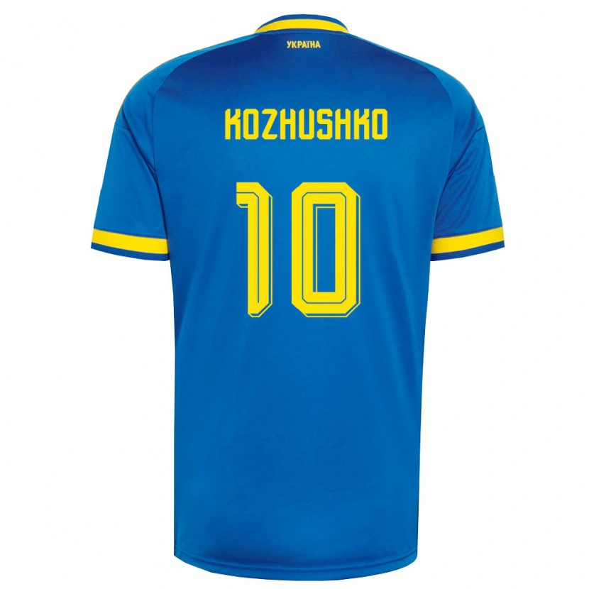 Danxen Dětské Ukrajina Yaroslav Kozhushko #10 Modrá Žlutá Námořnická Daleko Hráčské Dresy 26-28 Dres