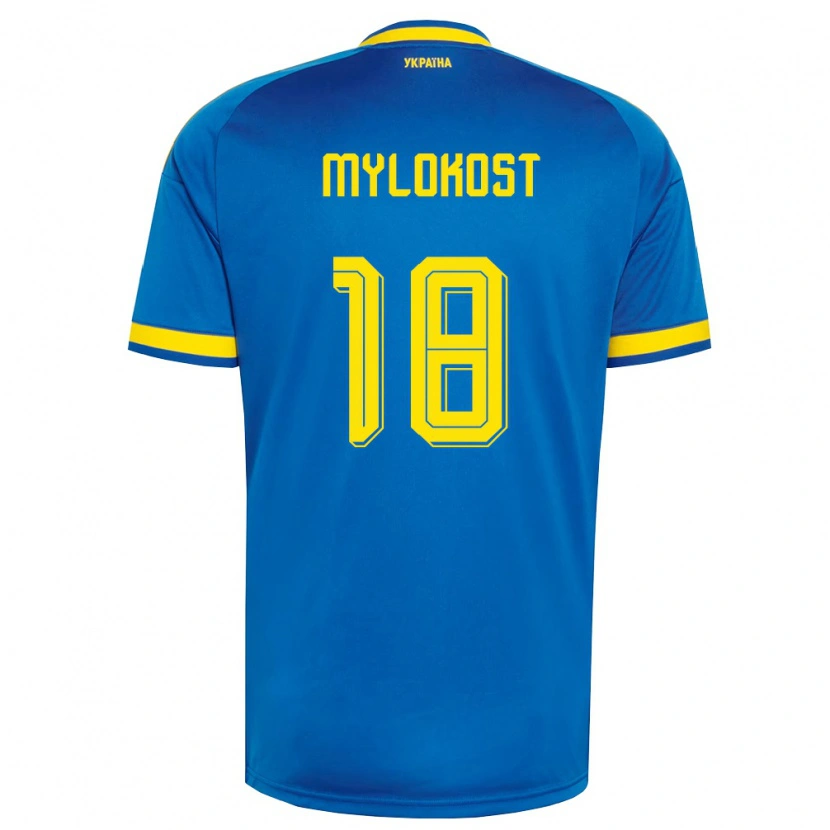 Danxen Dětské Ukrajina Yaroslav Mylokost #18 Modrá Žlutá Námořnická Daleko Hráčské Dresy 26-28 Dres
