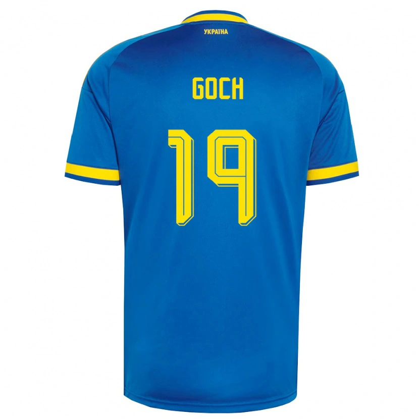 Danxen Dětské Ukrajina Oleksandr Goch #19 Modrá Žlutá Námořnická Daleko Hráčské Dresy 26-28 Dres