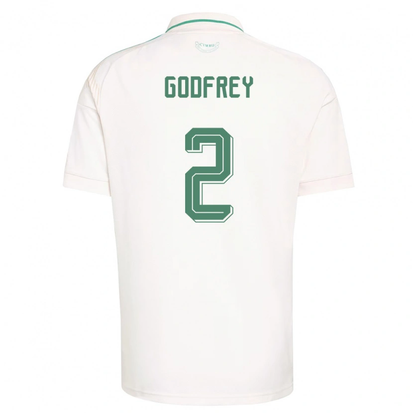 Danxen Dětské Wales Alex Godfrey #2 Bílá Hnědá Zelená Daleko Hráčské Dresy 26-28 Dres