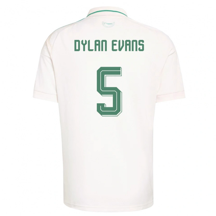 Danxen Dětské Wales Dylan Evans #5 Bílá Hnědá Zelená Daleko Hráčské Dresy 26-28 Dres