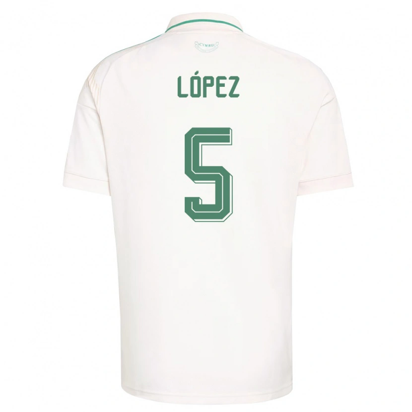 Danxen Dětské Wales Pablo López #5 Bílá Hnědá Zelená Daleko Hráčské Dresy 26-28 Dres