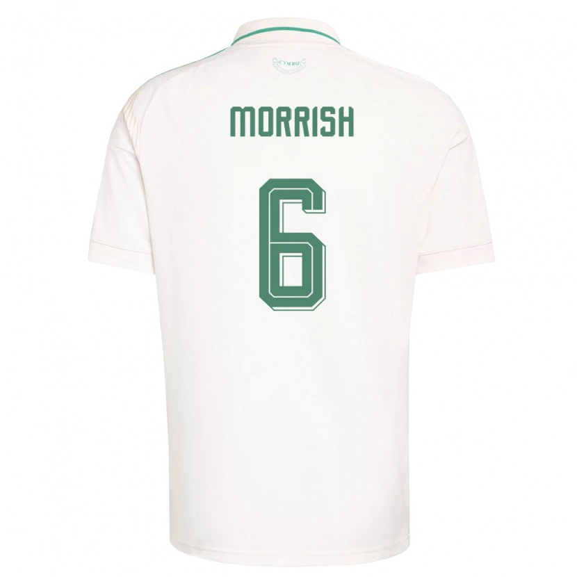 Danxen Dětské Wales Rhys Morrish #6 Bílá Hnědá Zelená Daleko Hráčské Dresy 26-28 Dres
