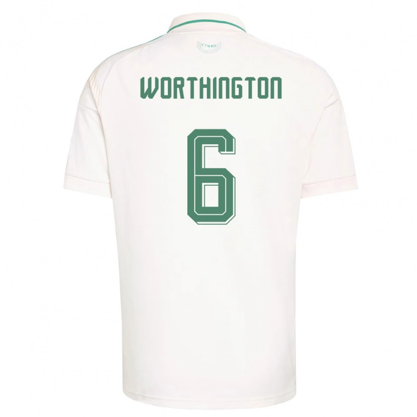 Danxen Dětské Wales Jacob Worthington #6 Bílá Hnědá Zelená Daleko Hráčské Dresy 26-28 Dres