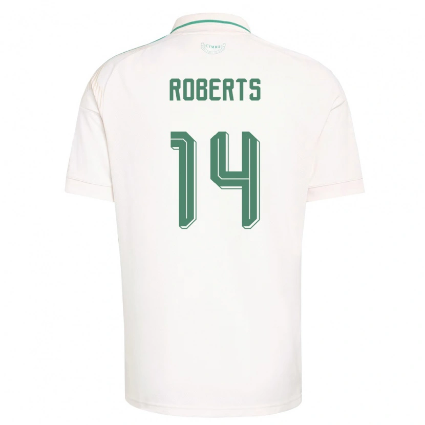 Danxen Dětské Wales Connor Roberts #14 Bílá Hnědá Zelená Daleko Hráčské Dresy 26-28 Dres