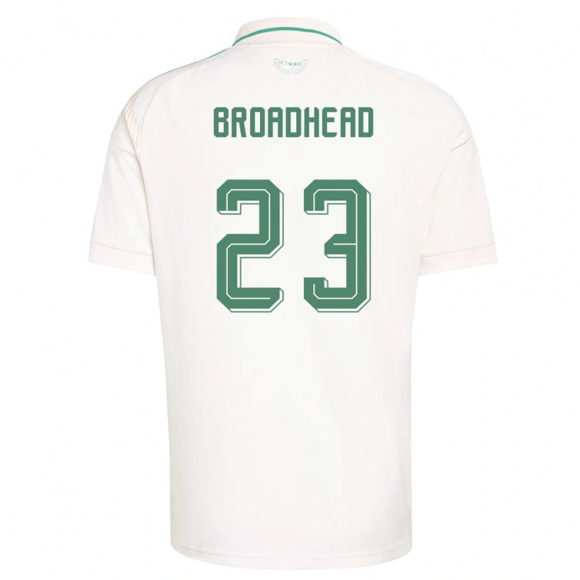 Danxen Dětské Wales Nathan Broadhead #23 Bílá Hnědá Zelená Daleko Hráčské Dresy 26-28 Dres