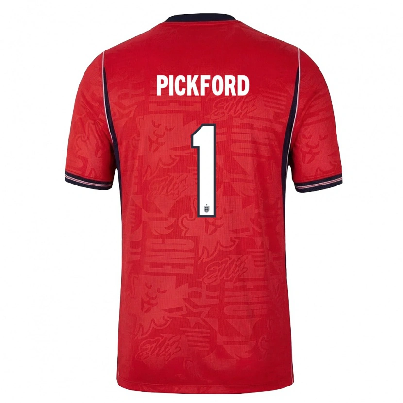 Danxen Dětské Anglie Jordan Pickford #1 Červená Námořnická Bílá Daleko Hráčské Dresy 26-28 Dres