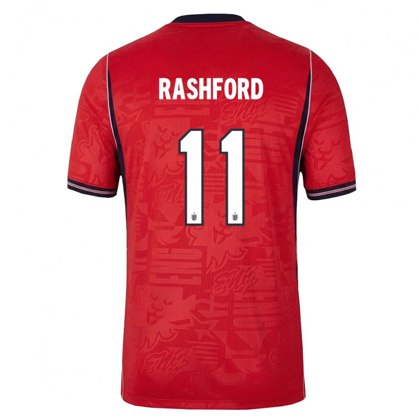 Danxen Dětské Anglie Marcus Rashford #11 Červená Námořnická Bílá Daleko Hráčské Dresy 26-28 Dres