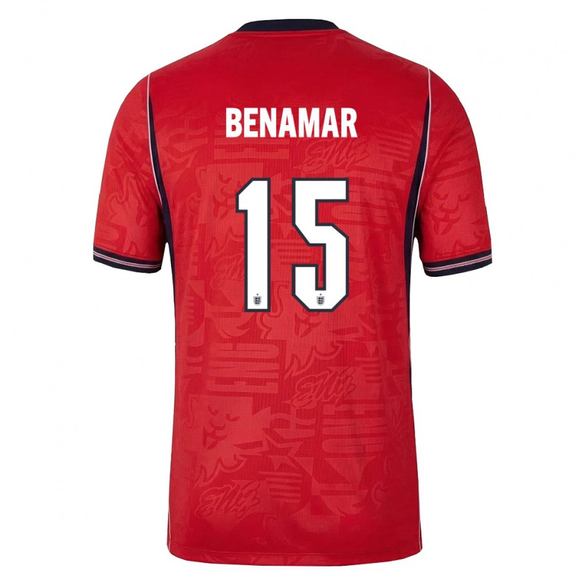 Danxen Dětské Anglie Dean Benamar #15 Červená Námořnická Bílá Daleko Hráčské Dresy 26-28 Dres