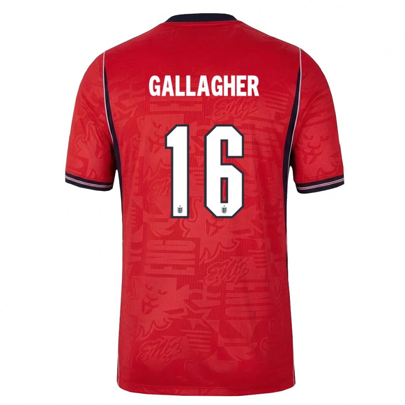 Danxen Dětské Anglie Conor Gallagher #16 Červená Námořnická Bílá Daleko Hráčské Dresy 26-28 Dres
