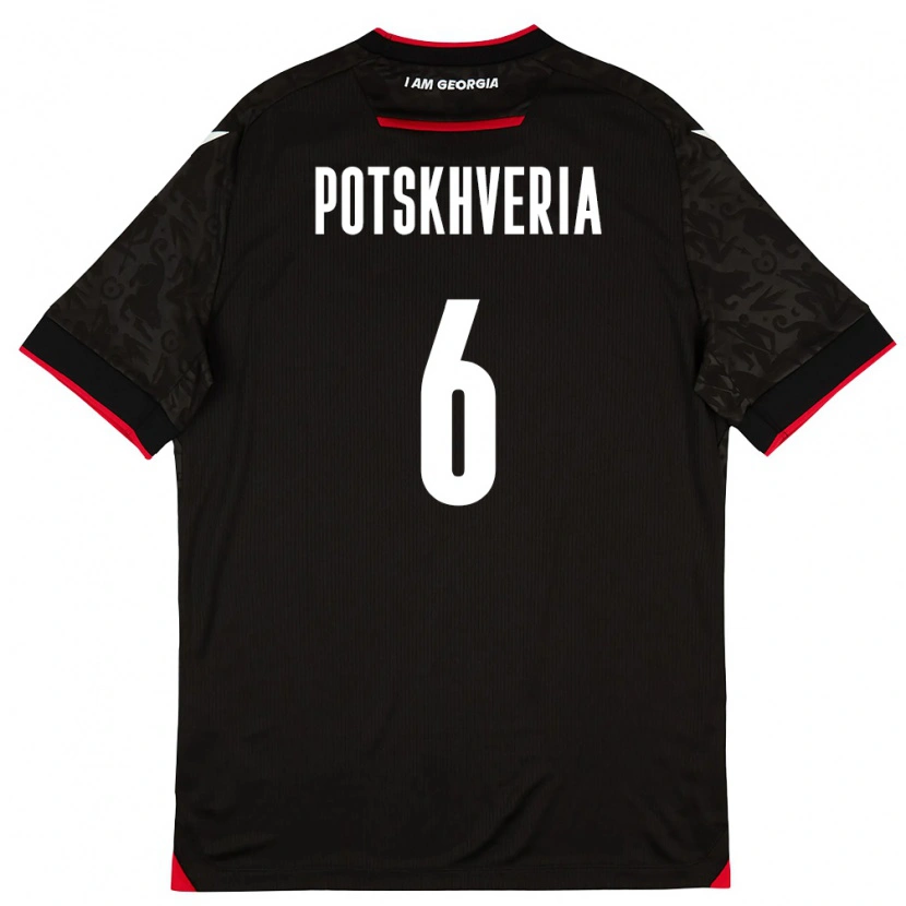 Danxen Dětské Georgia Andria Potskhveria #6 Černá Bílá Červená Daleko Hráčské Dresy 26-28 Dres