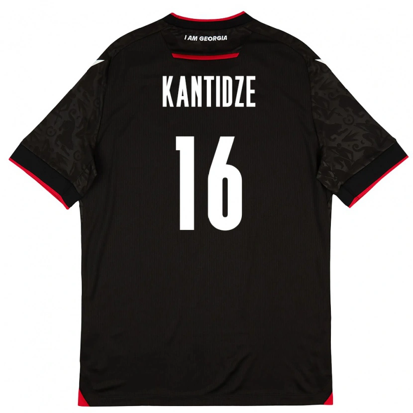 Danxen Dětské Georgia Nikoloz Kantidze #16 Černá Bílá Červená Daleko Hráčské Dresy 26-28 Dres