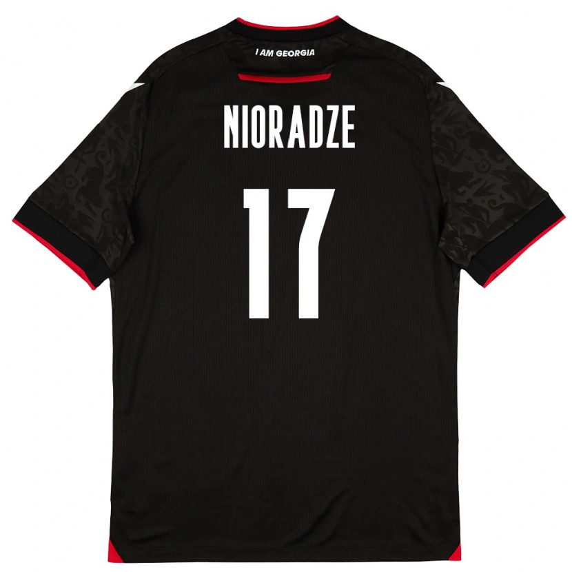 Danxen Dětské Georgia Saba Nioradze #17 Černá Bílá Červená Daleko Hráčské Dresy 26-28 Dres
