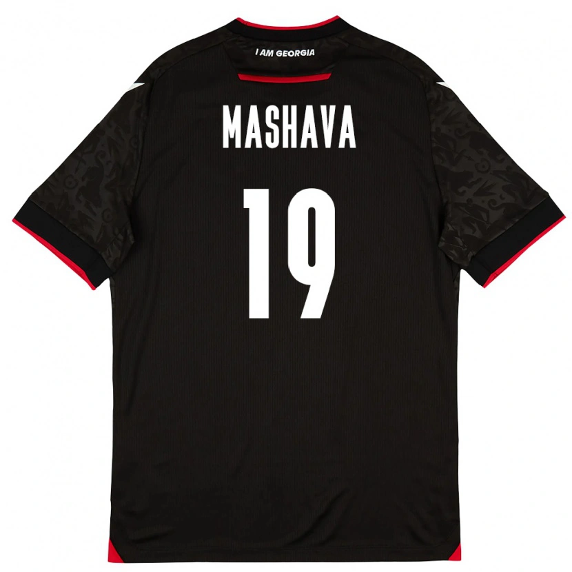 Danxen Dětské Georgia Avtandil Mashava #19 Černá Bílá Červená Daleko Hráčské Dresy 26-28 Dres