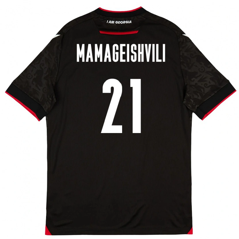 Danxen Dětské Georgia Otar Mamageishvili #21 Černá Bílá Červená Daleko Hráčské Dresy 26-28 Dres