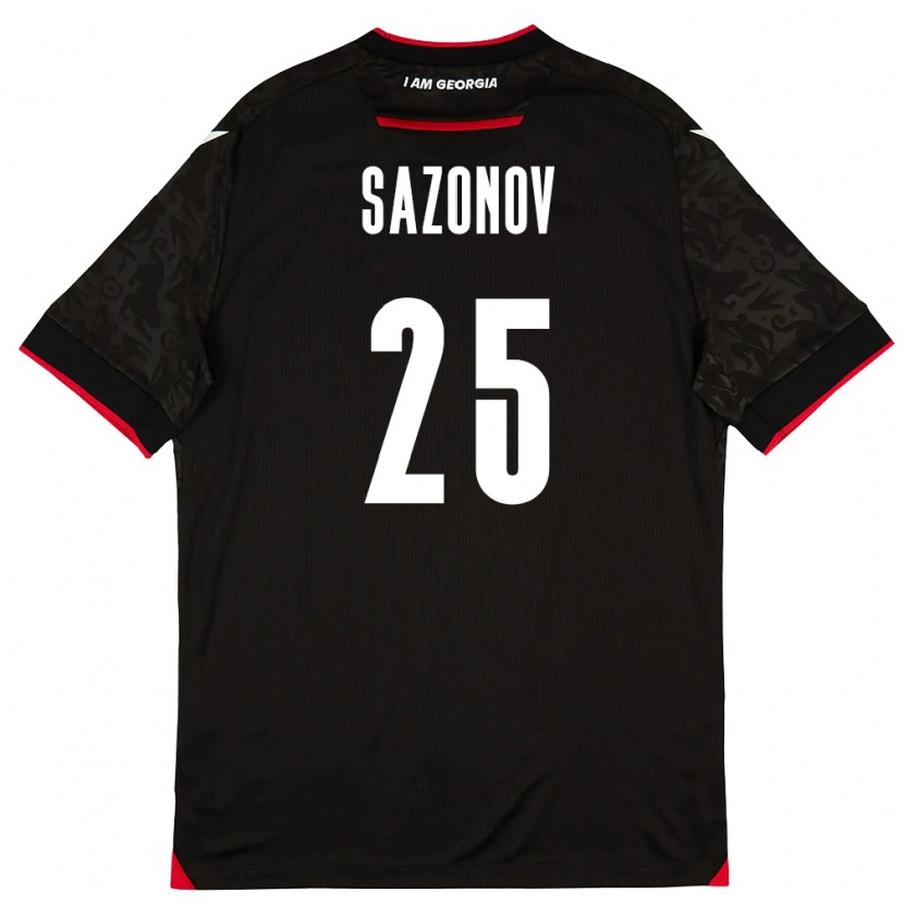Danxen Dětské Georgia Saba Sazonov #25 Černá Bílá Červená Daleko Hráčské Dresy 26-28 Dres