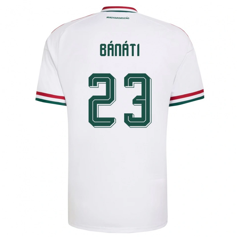 Danxen Dětské Maďarsko Kevin Bánáti #23 Bílá Červená Zelená Daleko Hráčské Dresy 26-28 Dres