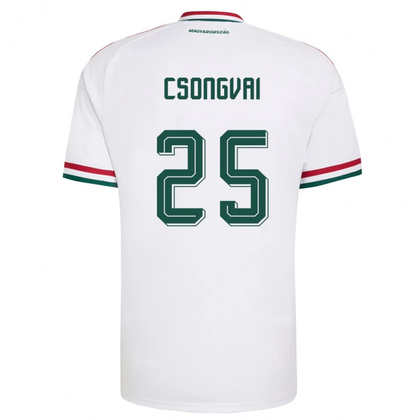 Danxen Dětské Maďarsko Áron Csongvai #25 Bílá Červená Zelená Daleko Hráčské Dresy 26-28 Dres