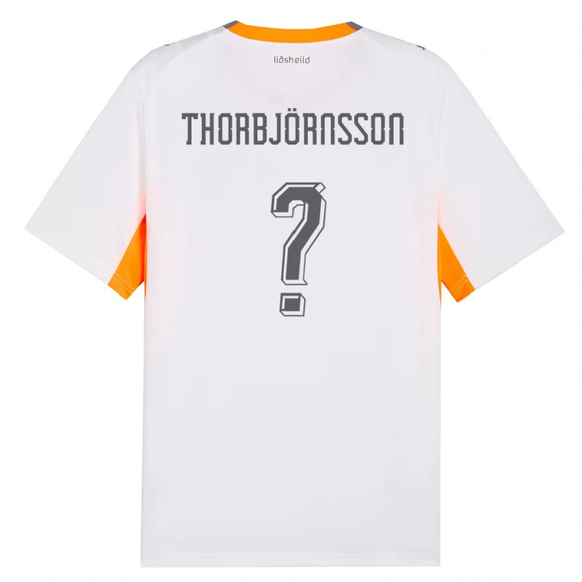 Danxen Dětské Island Þorri Stefán Þorbjörnsson #0 Bílá Oranžová Šedá Daleko Hráčské Dresy 26-28 Dres