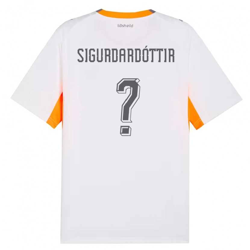 Danxen Dětské Island Sandra Sigurðardóttir #0 Bílá Oranžová Šedá Daleko Hráčské Dresy 26-28 Dres