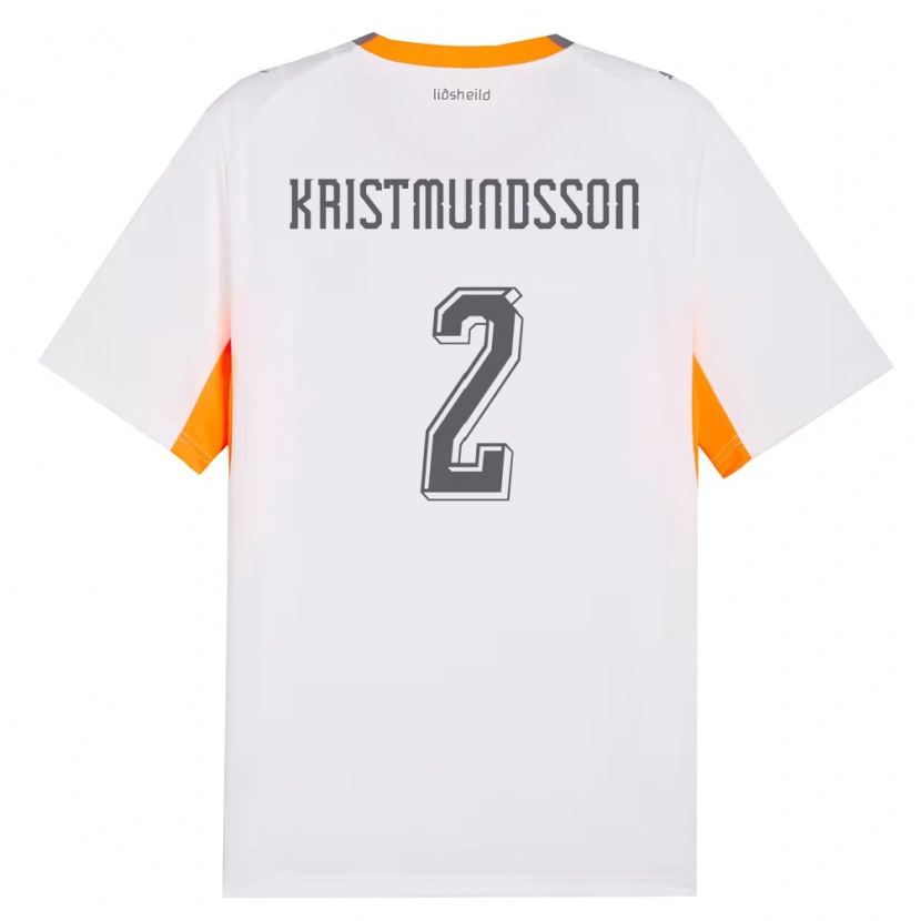 Danxen Dětské Island Darri Kristmundsson #2 Bílá Oranžová Šedá Daleko Hráčské Dresy 26-28 Dres