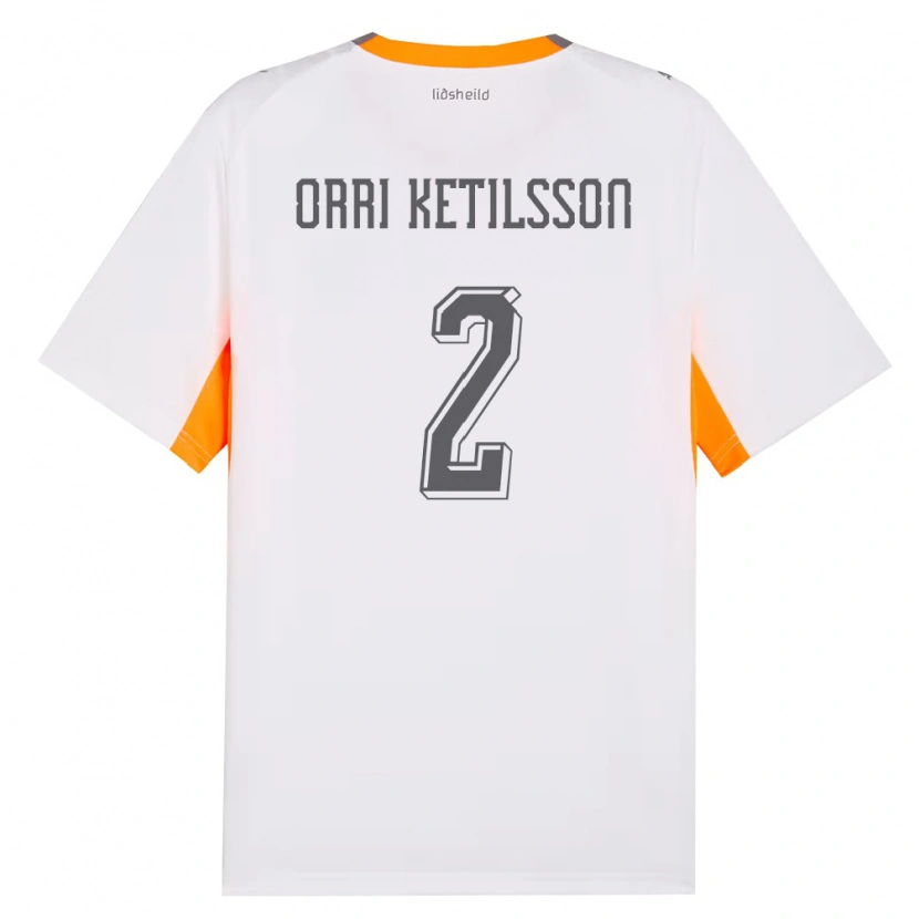Danxen Dětské Island Ketill Orri Ketilsson #2 Bílá Oranžová Šedá Daleko Hráčské Dresy 26-28 Dres
