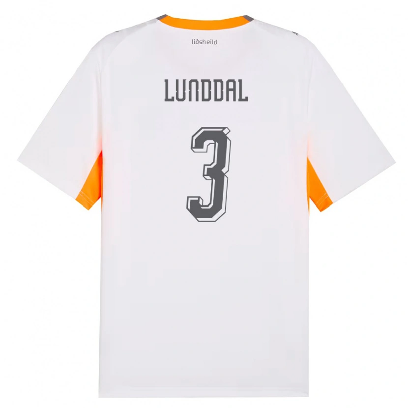 Danxen Dětské Island Valgeir Lunddal #3 Bílá Oranžová Šedá Daleko Hráčské Dresy 26-28 Dres