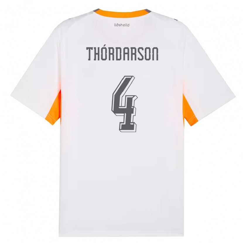 Danxen Dětské Island Ódinn Sturla Thórdarson #4 Bílá Oranžová Šedá Daleko Hráčské Dresy 26-28 Dres