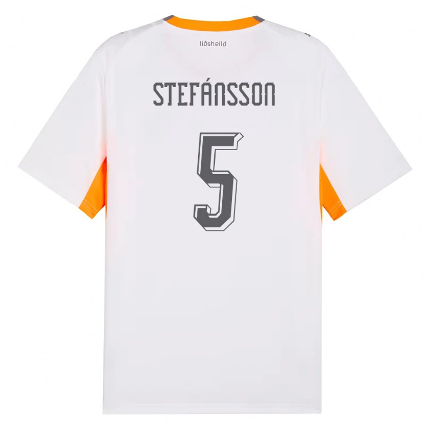 Danxen Dětské Island Sölvi Stefánsson #5 Bílá Oranžová Šedá Daleko Hráčské Dresy 26-28 Dres