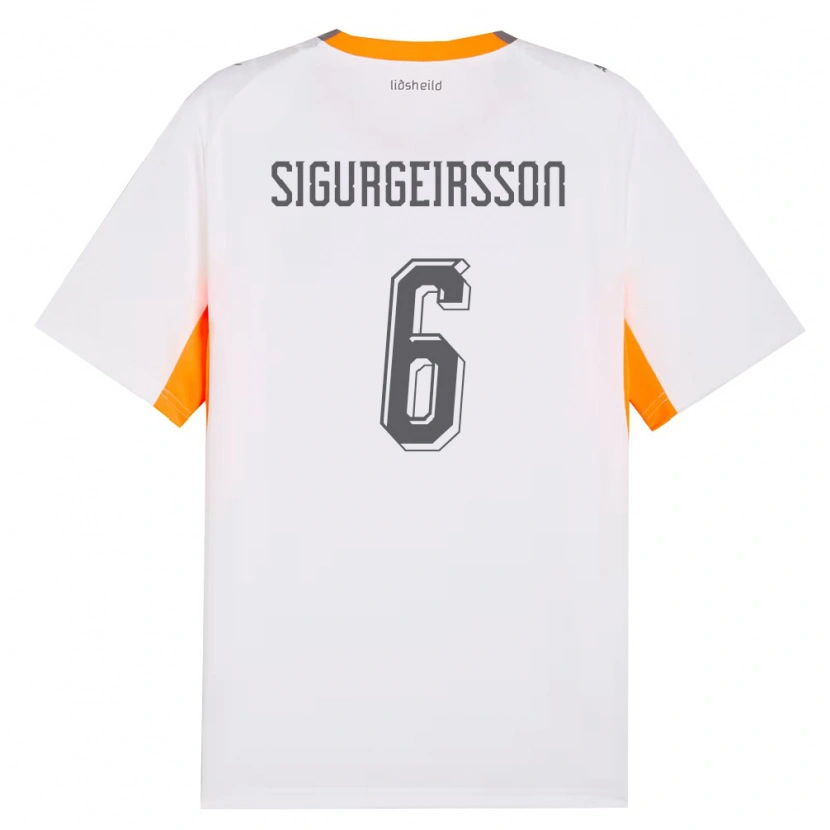 Danxen Dětské Island Rúnar Thór Sigurgeirsson #6 Bílá Oranžová Šedá Daleko Hráčské Dresy 26-28 Dres