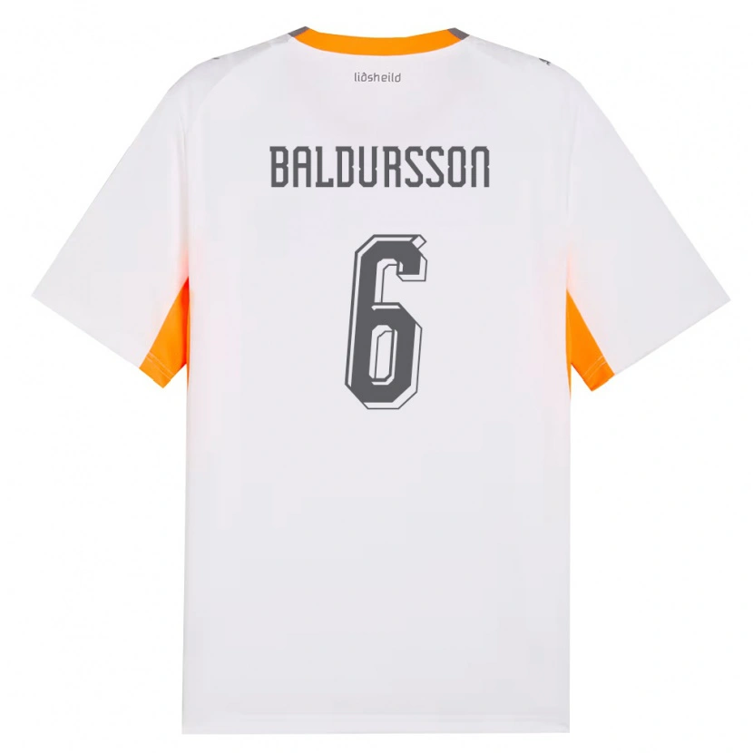 Danxen Dětské Island Breki Baldursson #6 Bílá Oranžová Šedá Daleko Hráčské Dresy 26-28 Dres