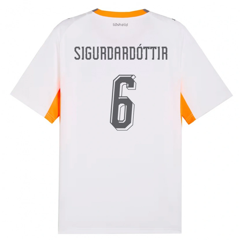 Danxen Dětské Island Ingibjörg Sigurðardóttir #6 Bílá Oranžová Šedá Daleko Hráčské Dresy 26-28 Dres