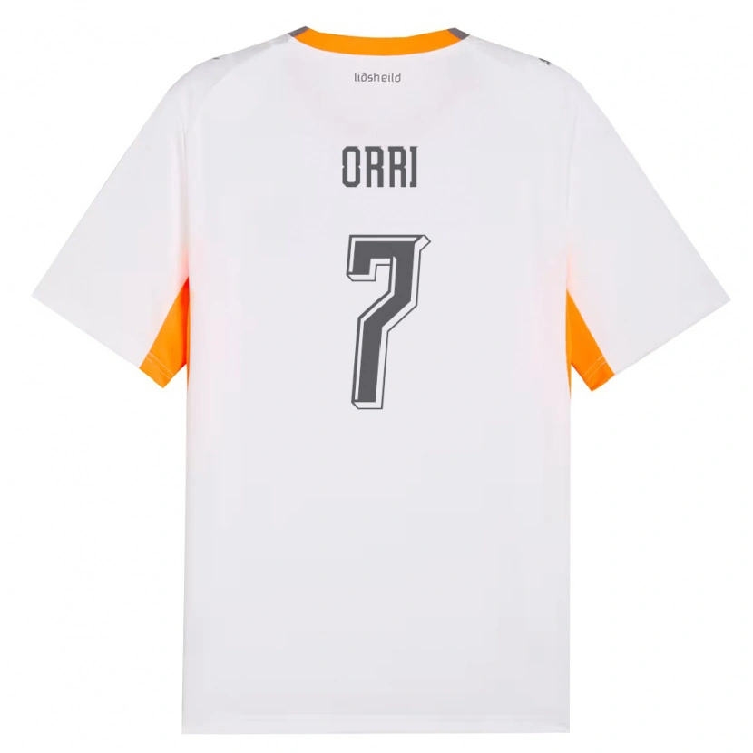 Danxen Dětské Island Ágúst Orri Thorsteinsson #7 Bílá Oranžová Šedá Daleko Hráčské Dresy 26-28 Dres