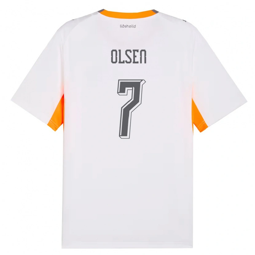 Danxen Dětské Island Gunnar Olsen #7 Bílá Oranžová Šedá Daleko Hráčské Dresy 26-28 Dres