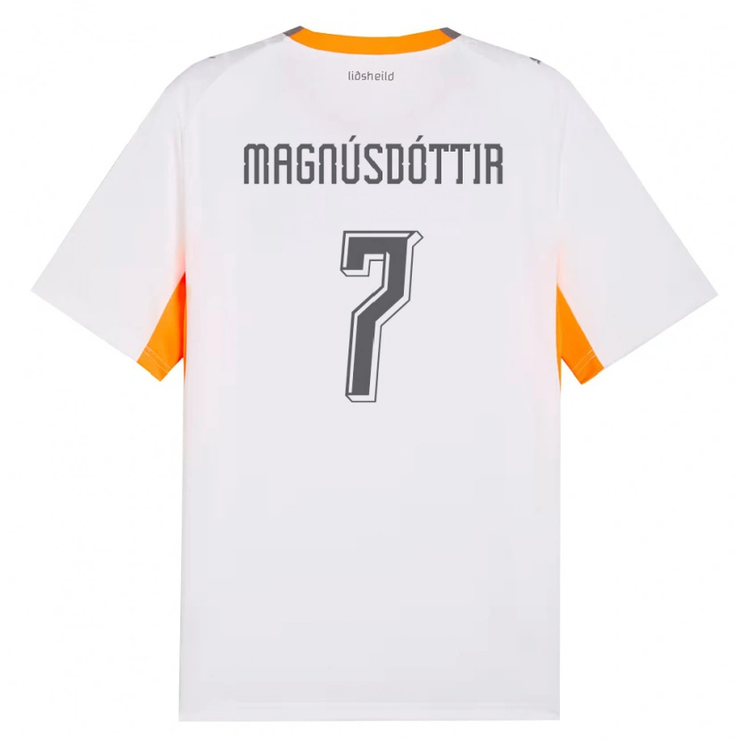 Danxen Dětské Island Selma Sól Magnúsdóttir #7 Bílá Oranžová Šedá Daleko Hráčské Dresy 26-28 Dres