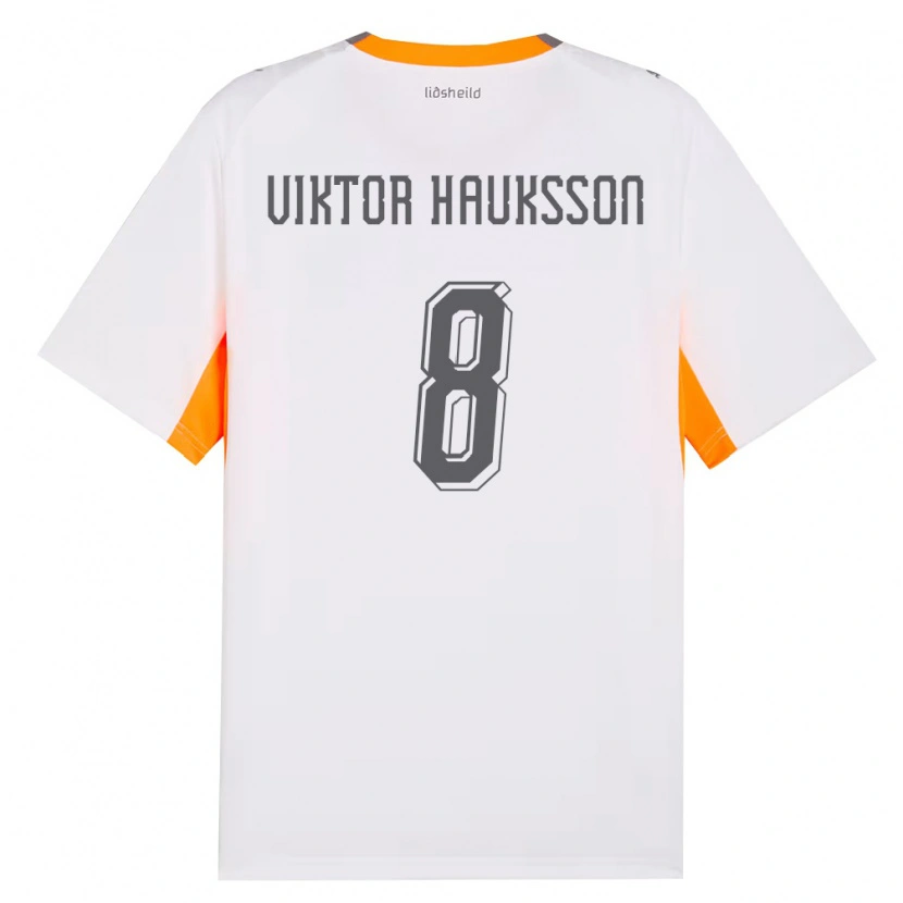 Danxen Dětské Island Jón Viktor Hauksson #8 Bílá Oranžová Šedá Daleko Hráčské Dresy 26-28 Dres