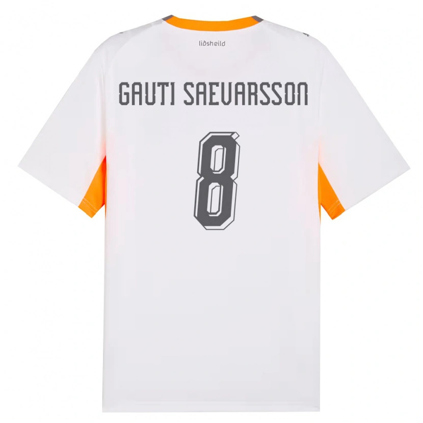 Danxen Dětské Island Gudmar Gauti Saevarsson #8 Bílá Oranžová Šedá Daleko Hráčské Dresy 26-28 Dres