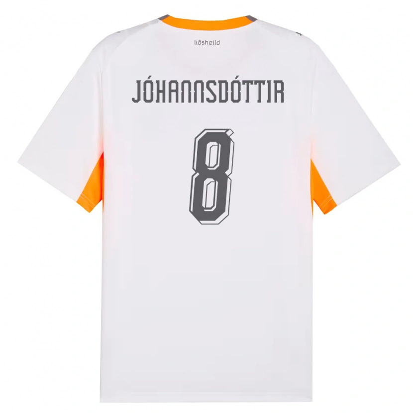 Danxen Dětské Island Alexandra Jóhannsdóttir #8 Bílá Oranžová Šedá Daleko Hráčské Dresy 26-28 Dres