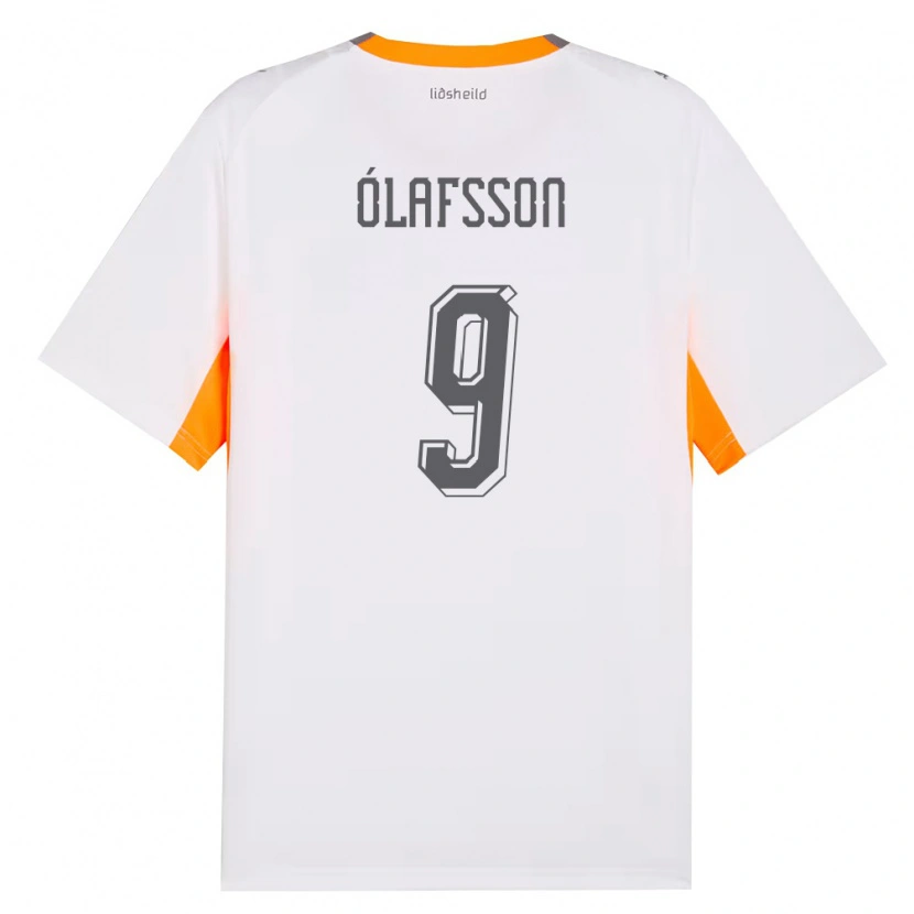 Danxen Dětské Island Sigurdur Stefán Ólafsson #9 Bílá Oranžová Šedá Daleko Hráčské Dresy 26-28 Dres