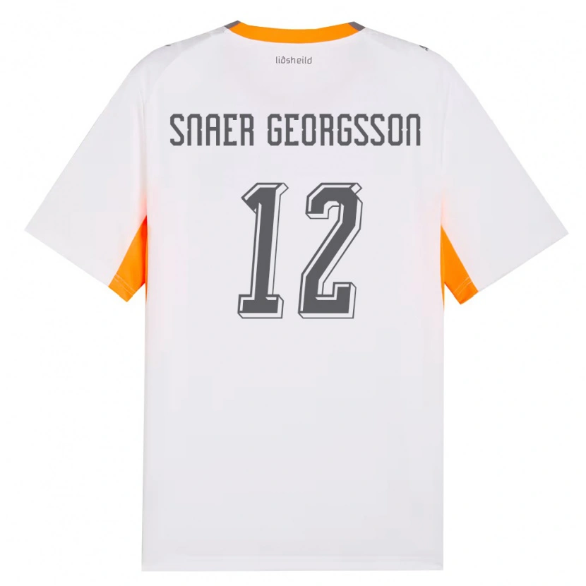 Danxen Dětské Island Halldór Snaer Georgsson #12 Bílá Oranžová Šedá Daleko Hráčské Dresy 26-28 Dres