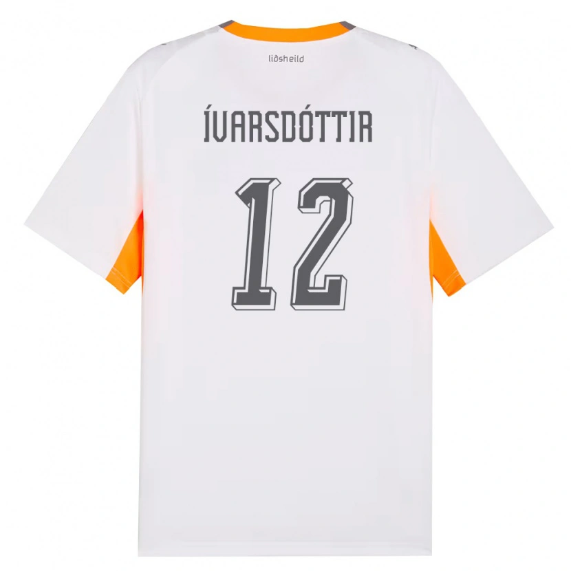 Danxen Dětské Island Telma Ívarsdóttir #12 Bílá Oranžová Šedá Daleko Hráčské Dresy 26-28 Dres