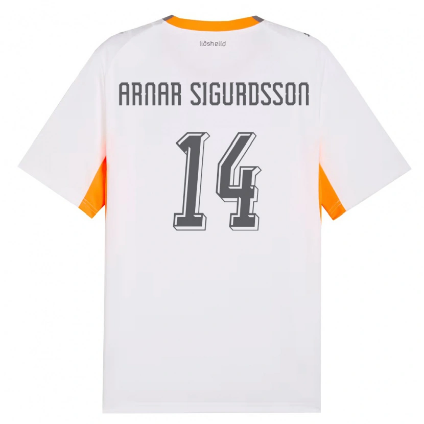Danxen Dětské Island Jón Arnar Sigurdsson #14 Bílá Oranžová Šedá Daleko Hráčské Dresy 26-28 Dres