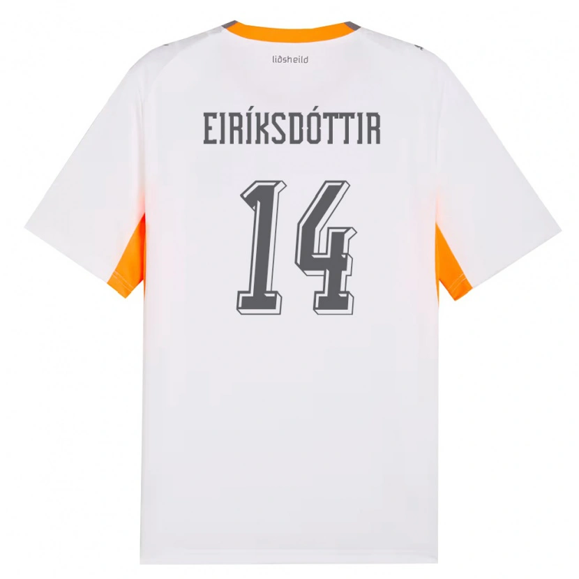 Danxen Dětské Island Hlín Eiríksdóttir #14 Bílá Oranžová Šedá Daleko Hráčské Dresy 26-28 Dres
